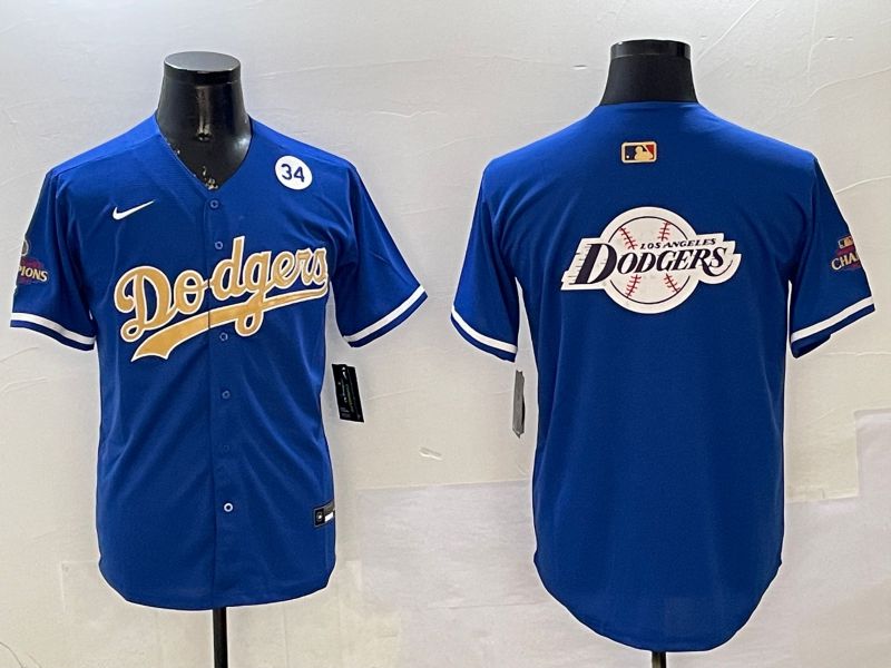 Men Los Angeles Dodgers Blank Blue Champion gold character 2025 Nike MLB Jersey style 28